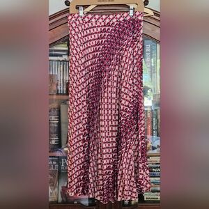 MAEVE Anthropologie Red and Pink Geometric Maxi Skirt